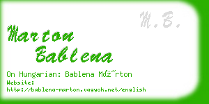 marton bablena business card